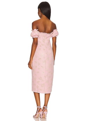 MAJORELLE Solandia Midi Dress in Pink. Size XS. Also in S.