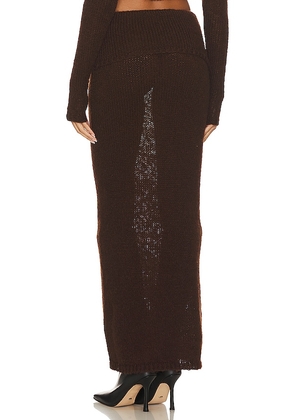 NBD Reece Fold Over Maxi Skirt in Chocolate. Size M. Also in L, S.