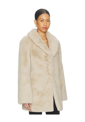 MAJORELLE Tatiana Faux Fur Coat in Beige. Size M. Also in XS, S, L.