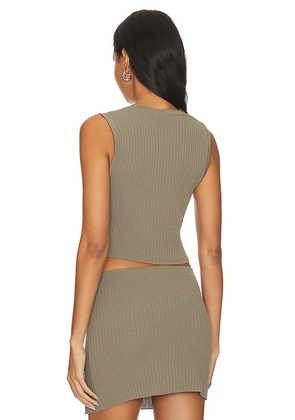 L'Academie Idola Rib Top in Olive. Size XL. Also in L.