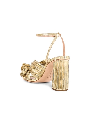 Loeffler Randall Camellia Bow Heel With Ankle Strap in Metallic Gold. Size 7. Also in 6, 6.5, 7.5, 8, 9.