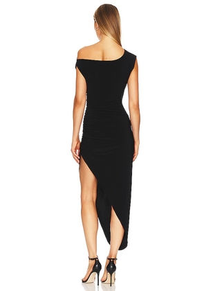 Norma Kamali Drop Shoulder Side Drape Gown in Black. Size M. Also in XS, S.