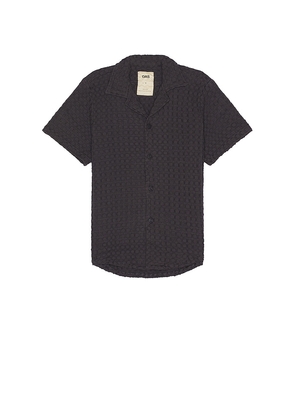 OAS Nearly Black Cuba Waffle Shirt in Black. Size M. Also in S, L.