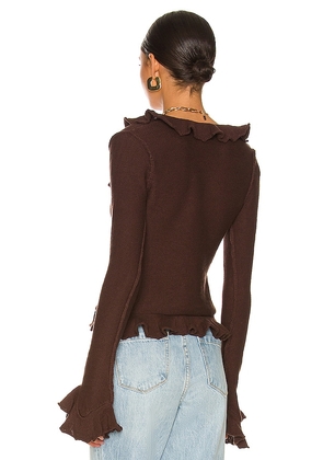 LPA Ruffle Sweater Cardigan in Chocolate. Size M. Also in XS, XXS.