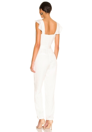 MORE TO COME Gloria Flutter Jumpsuit in White. Size XS. Also in S, XXS.