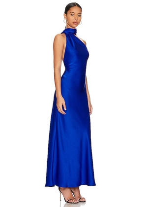 MISHA Alastair Satin Gown in Royal. Size M. Also in S, L.