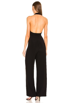 Norma Kamali Halter Wrap Straight Leg Jumpsuit in Black. Size M. Also in XS, S, L, XL, XXS.