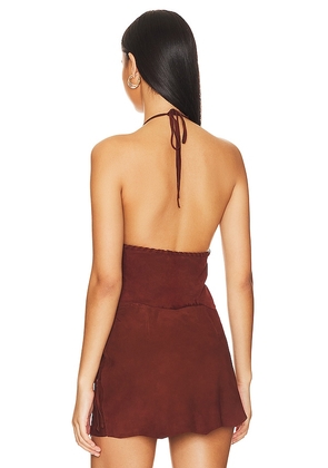 Lovers and Friends Suede Leather Top in Red. Size XL. Also in XXS, XS, S, M, L.