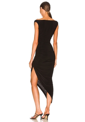 Norma Kamali Tara Side Drape Gown in Black. Size M. Also in XS, S, L, XL, XXS.
