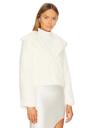 MORE TO COME Payton Faux Fur Jacket in Ivory. Size M. Also in XS, XXS, S, XL.