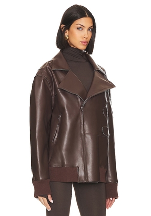 Norma Kamali Oversized Moto Jacket in Chocolate. Size M. Also in L, S, XL, XS, XXS.
