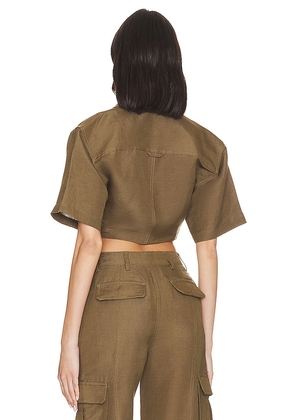L'Academie The Chrisa Crop Blouse in Olive. Size M. Also in L.