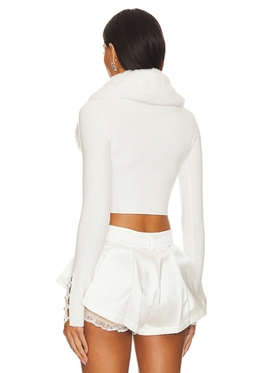 MAJORELLE Laurel Faux Fur Shawl Cardigan in Ivory. Size S. Also in XS, M.
