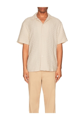 OAS Ecru Cuba Waffle Shirt in Cream. Size M. Also in S, L, XL/1X.