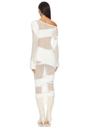 NBD Conga Mixed Yarn Midi Dress in White. Size M. Also in L, S, XL.