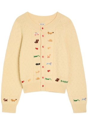 Bode Zoologist Embroidered Merino Wool-blend Cardigan - Cream - M (UK12 / M)