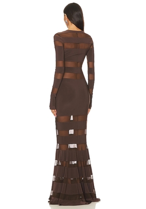 Norma Kamali Spliced Dress Fishtail Gown in Chocolate. Size M. Also in L, S, XL, XS.