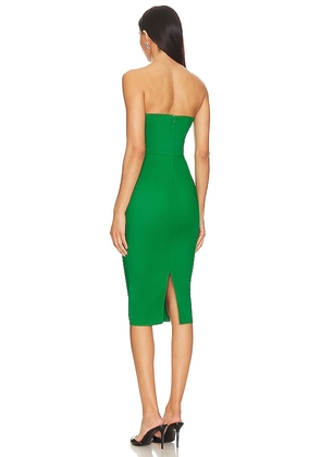 MORE TO COME Sophia Strapless Midi Dress in Green. Size M. Also in XXS, XS, S.
