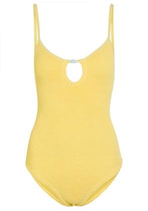 Hunza G Mia Beaded Crinkle Swimsuit - Yellow - One Size