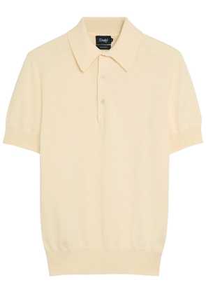 Drake's Textured Cotton-knit Polo top - Ecru - M