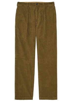 Drake's Tapered-leg Corduroy Trousers - Khaki - 34 (W34 / L)