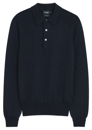 Drake's Merino Wool Polo Jumper - Navy - L