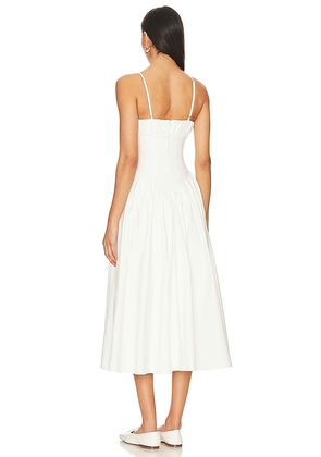 MAJORELLE Austin Midi Dress in White. Size S. Also in M, XL.