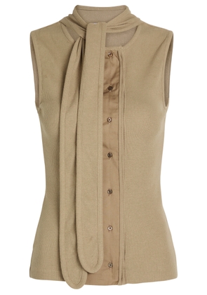 Lemaire Scarf-effect Cotton-blend top - Sage - XS (UK6 / XS)