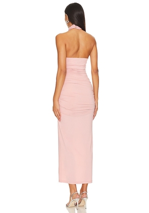 MISHA Jovie Midi Dress in Pink. Size S. Also in XXS, XL.