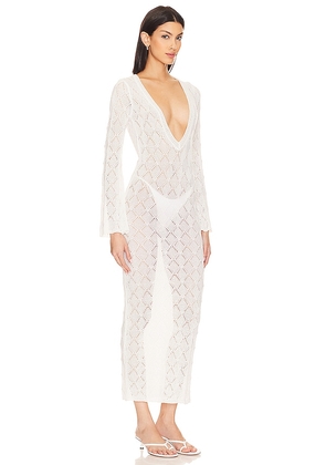 MORE TO COME Dylan Deep V Maxi Dress in Ivory. Size M. Also in XS, S, L.