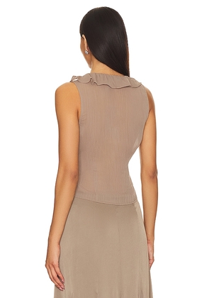 LIONESS Rose Ruffle Top in Taupe. Size M. Also in L, XL.
