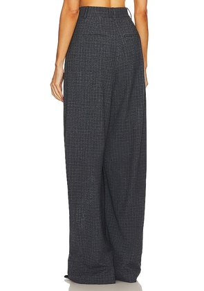 L'Academie The High Waist Pleated Plaid Trouser in Grey. Size M. Also in XXS, XS.
