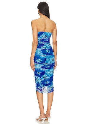 MORE TO COME Micayla Ruched Dress in Blue. Size XS. Also in XXS.