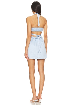 MORE TO COME Kristen Halter Mini Dress in Baby Blue. Size M. Also in XXS, XS, S, L, XL.