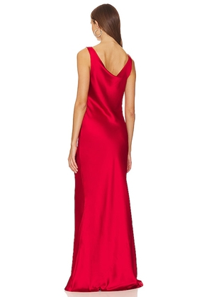 Norma Kamali Deep Drape Neck Gown in Red. Size XS. Also in S.