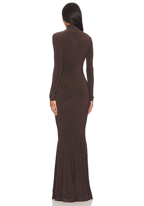 Norma Kamali x REVOLVE Fishtail Gown in Chocolate. Size M. Also in XS, S, L.