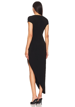 Norma Kamali Cap Sleeve Sweetheart Side Drape Gown in Black. Size XS. Also in S.