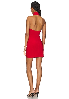 Norma Kamali Halter Turtle Side Slit Mini Dress in Red. Size M. Also in L.