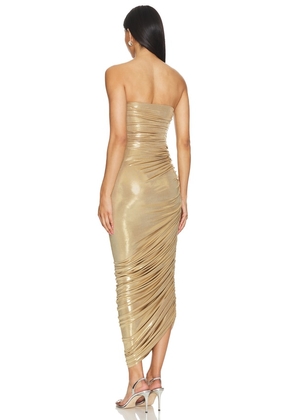 Norma Kamali Strapless Diana Gown in Metallic Gold. Size M. Also in S, L.