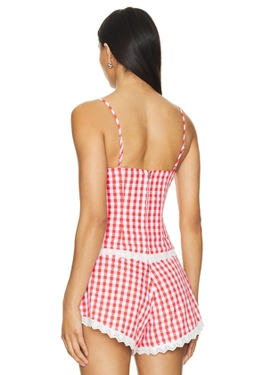 MAJORELLE Peggy Bustier Top in Red. Size M. Also in XS, XXS, S, XL.