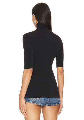 Norma Kamali Slim Fit Short Sleeve Turtleneck Top in Black. Size M. Also in XS, S.