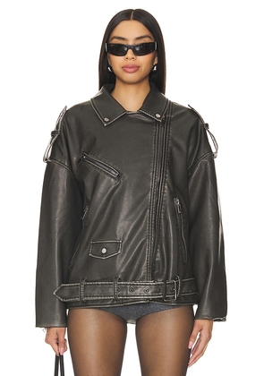 LIONESS Ace Biker Jacket in Charcoal. Size M. Also in XXS, XS, S, L, XL, XXL.