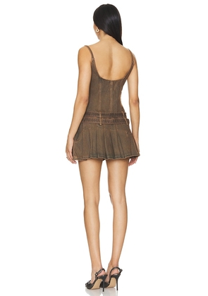 LIONESS Biker Mini Dress in Brown. Size M. Also in S.