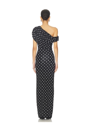 self-portrait Polka Dot Draped Knit Midi Dress in Black. Size S. Also in XS.