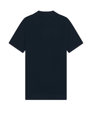 onia Cotton Textured Knit Polo in Blue. Size S. Also in M, L, XL/1X.