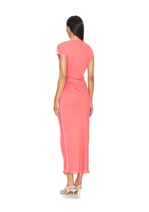 L'Academie Bardot Midi Dress in Coral. Size L. Also in S, M.