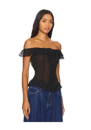 LIONESS Timeless Ruffle Top in Black. Size M. Also in XL, XXL.