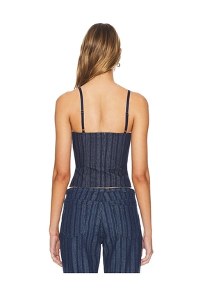 LIONESS Charismatic Denim Corset in Dark Pinstripe in Denim-Dark. Size M. Also in XS, S, L, XXL.