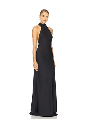 MISHA Evianna Satin Gown in Black. Size M. Also in S, XS.