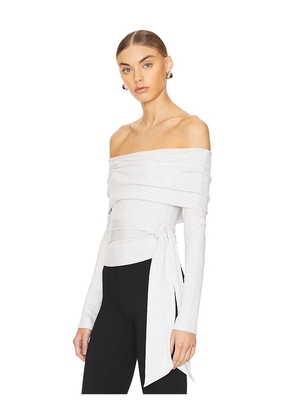 MORE TO COME Jani Off Shoulder Top in Light Grey. Size M. Also in L, XL.